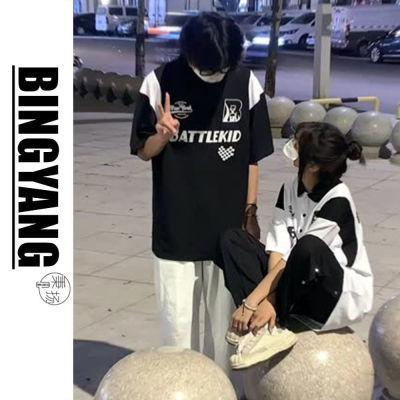 184237/美式polo领情侣装短袖t恤男女款oversize夏季设计感小众上衣ins潮