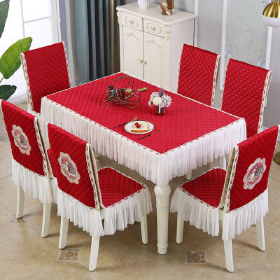 结婚喜庆大红色餐椅套长方形桌布夹棉防滑一体椅子套罩连体坐椅