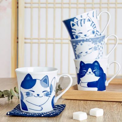 日本进口马克杯招财猫图案陶瓷杯子家用咖啡水杯办公室卡通茶杯