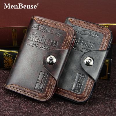 MenBense新款男士钱包短款欧美时尚企包大容量磁扣三折复