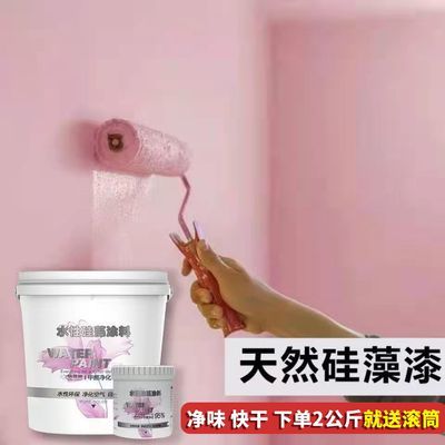 乳胶漆室内家用涂料彩色硅藻泥墙面翻新自刷白色环保漆小桶墙面漆