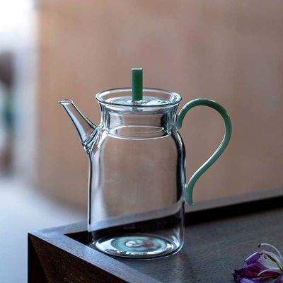 仿宋耐热玻璃绿茶壶家用大号手执花茶壶泡茶器日式透明冷泡壶单壶