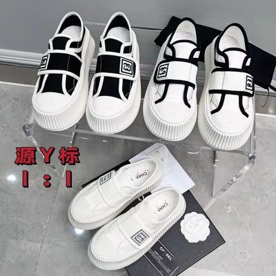 179790/2022春夏款小香风帆布鞋增高小白鞋女鞋透气拼色休闲鞋厚底饼干鞋