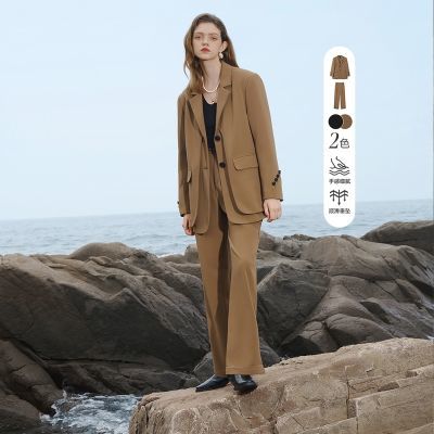 【米莱达】黑色高级西装套装女2022秋季新款设计感小众垂感长裤两件套