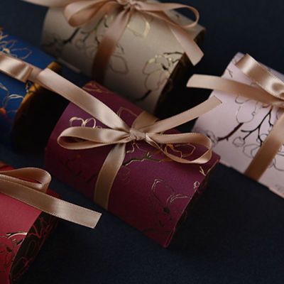 婚礼喜糖盒子高级纯色中国风 结婚婚庆糖果礼盒包装空盒纸盒红色