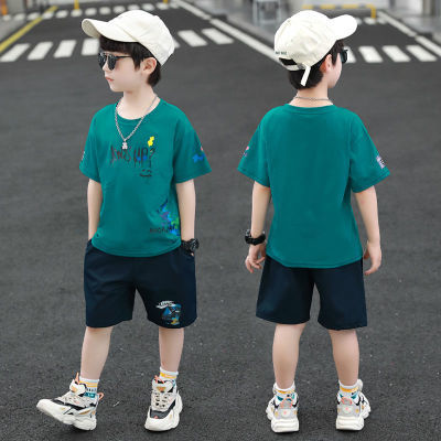 纯棉男童夏装套装2021新款中大童夏季帅气短袖韩版儿童洋气衣服潮