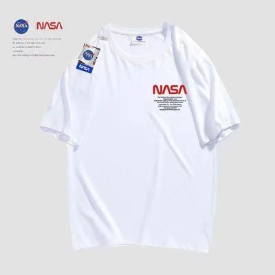 180990/NASA官方联名夏季款英文印花纯棉短袖男女情侣T恤运动宽松半袖潮