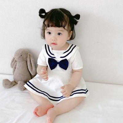 夏季新款婴儿连衣裙6宝宝jk小裙子纯棉可爱洋气9半袖衣服装海军领