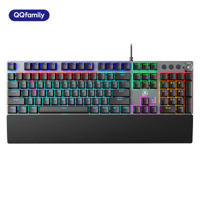 QQfamilyQK910电竞机械键盘青轴红轴游戏专用全键炫彩高颜值有线