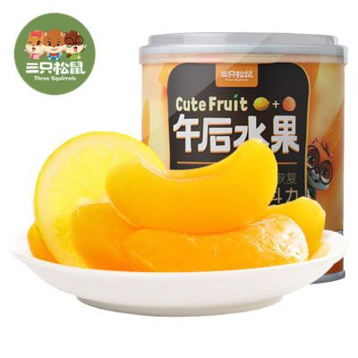 三只松鼠水果罐头黄桃柠檬312g罐装新鲜混合水果午后果干桃肉