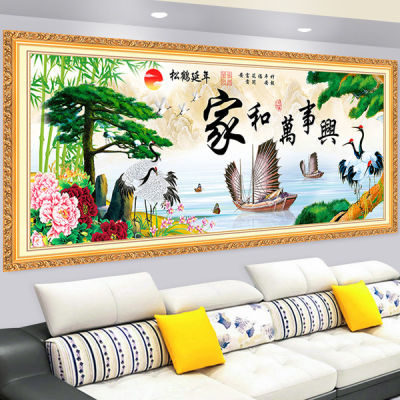 自粘山水画贴纸装饰画风景画墙贴背景墙年画客厅3d立体贴画一整幅