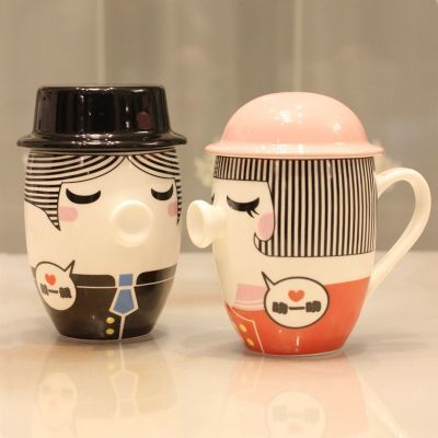 特价处理创意潮流陶瓷马克杯可爱水杯子男女带盖情侣杯子一对