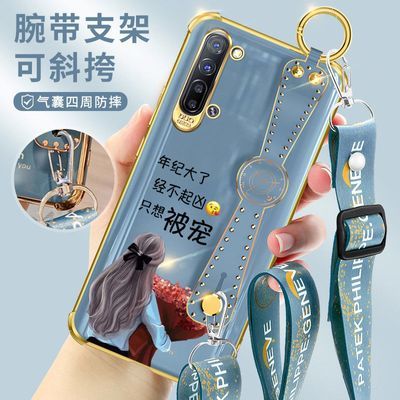 OPPOReno3手机壳女款网红腕带PCDM00保护套气囊防摔奢华高档软壳