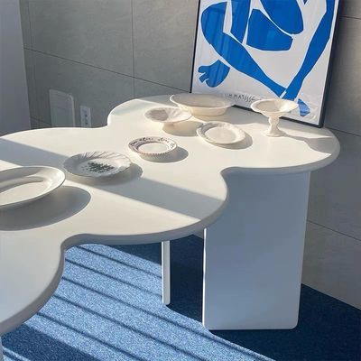北欧ins奶油风办公桌异形不规则餐桌设计师现代简约家用波浪书桌