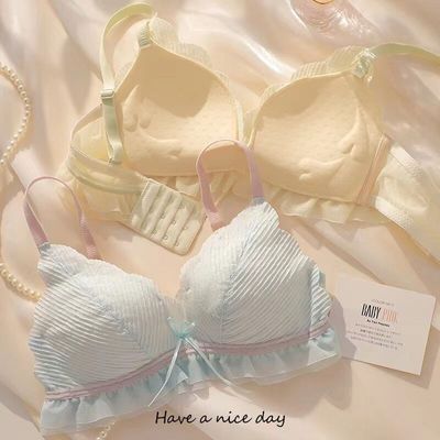 186808/2022内衣女夏天薄款甜美聚拢防下垂上托小胸性感纯欲无钢圈文胸