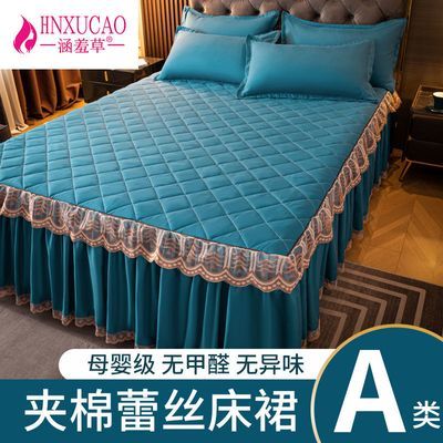 A类加厚夹棉床裙三件套韩式床罩床单防滑单件床单床套床垫保护罩