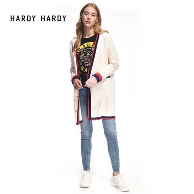 HARDY HARDY2022秋新款宽松字母刺绣亮片针织开衫外套女毛衣上衣