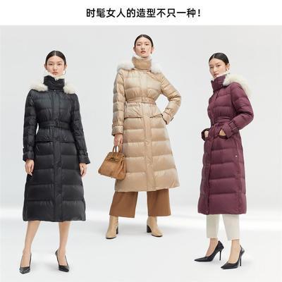 JZ玖姿进口鹅绒狐狸毛领羽绒服女长款冬季加厚女装洋气外套