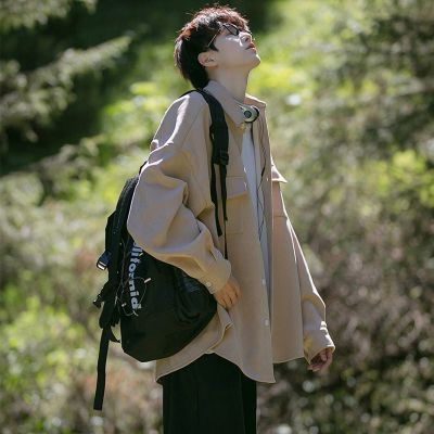 188686/重磅麂皮绒衬衫男长袖秋季ins潮港风日系衬衣宽松痞帅休闲外套