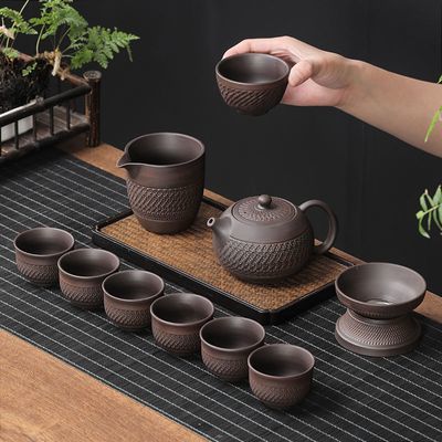 【瓷路漫漫】紫陶茶具套装高档手工建水功夫茶具家用复古泡茶壶器