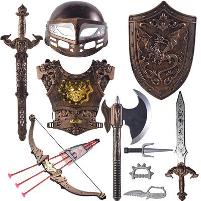 儿童刀剑玩具荣耀王者弓盾牌斧头盔甲铠武器塑料模型兵器男孩宝剑