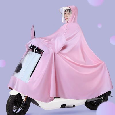电动车雨披摩托车雨衣双帽檐雪花雨衣半透明骑行雨衣旅行男女时尚