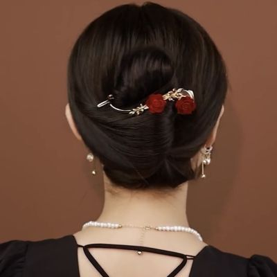 红玫瑰法式复古扭扭夹女2022年新款潮盘发器一字夹发卡青蛙扣