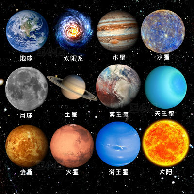 太阳系八大行星水晶玻璃磁性冰箱贴地球宇宙银河系天文教具模型套