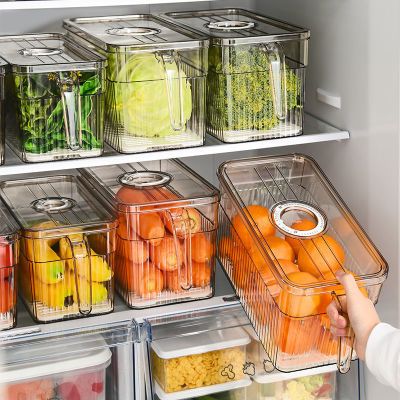 冰箱收纳整理盒带盖可沥水家用厨房蔬果鸡蛋食物保鲜盒透明冷冻盒