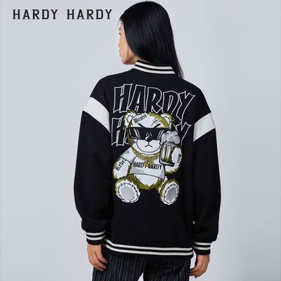 HARDY HARDY2022刺绣卡通小熊情侣开衫夹克外套男女同款棒球服潮