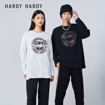 HARDY HARDY2022秋潮牌ins印花字母小熊头长袖情侣T恤衫男女上衣