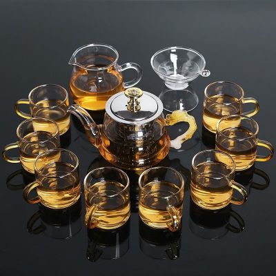 耐热透明玻璃茶具泡茶器套装家用客厅简约耐高温功夫泡茶壶花茶杯