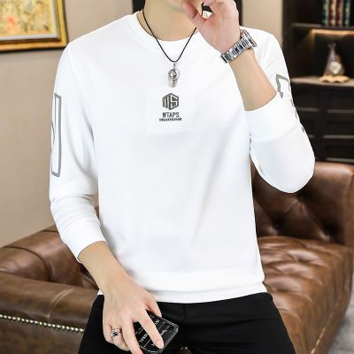 卫衣男春秋季圆领外穿潮流白色上衣服打底衫宽松套头长袖t恤内搭