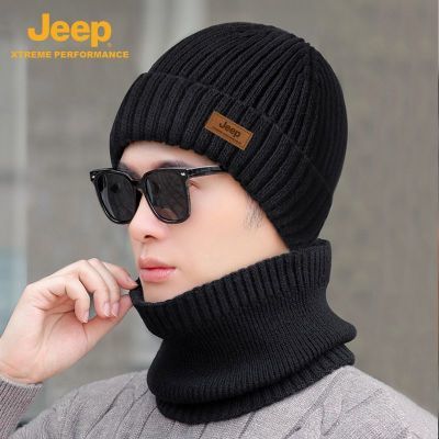 JEEP吉普帽子男士冬季骑行防风针织加绒冷帽保暖棉秋冬天毛线帽男