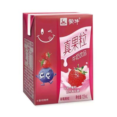 【新鲜日期】蒙牛小真果粒草莓味125ML*16盒小包装牛奶新老装随机
