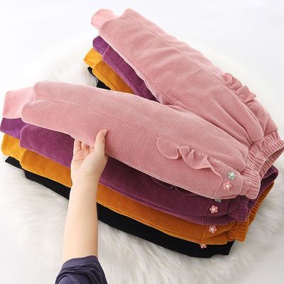 女童棉裤加绒加厚一条过冬北方三层夹棉裤子外穿宽松超厚保暖裤子