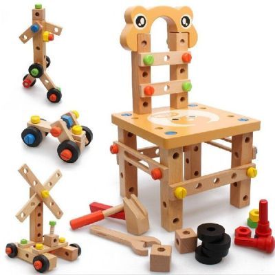 百变螺母组合儿童拼装凳子男孩拧螺丝组装工具箱拼装鲁班椅玩具
