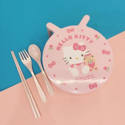 日式创意多功能泡面碗超大容量带盖卡通粉色学生汤饭碗带手柄面碗