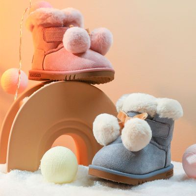 卡特兔女童棉鞋冬季洋气小童冬鞋学步保暖2021新款女宝宝雪地靴