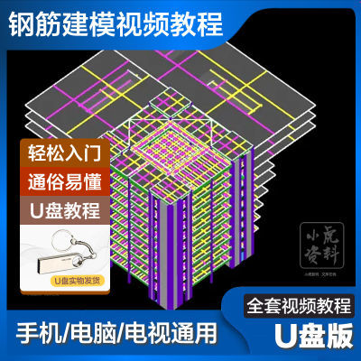 钢筋建模视频教程U盘入门到精通零基础自学钢筋建模教学通用优盘