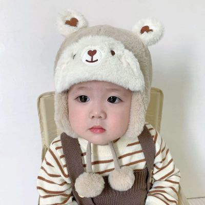 婴儿帽子秋冬季男宝宝女可爱超萌毛绒护耳帽加厚保暖儿童帽子冬天