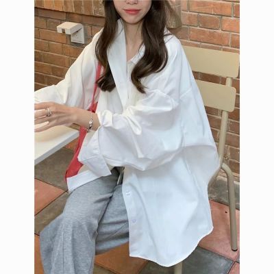 秋季新款长袖白色衬衫内搭宽松外穿复古盐系秋上新衬衣女上衣洋气