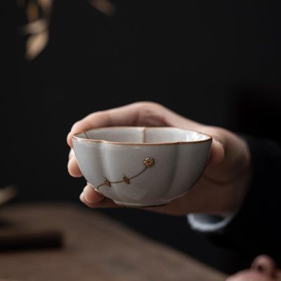 汝窑锔钉主人杯开片可养茶杯陶瓷个人专用泡茶品茗杯功夫茶具杯子