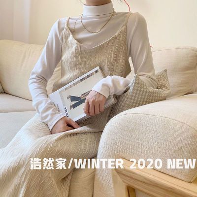 2022秋冬韩版气质丝绒简约百搭中长款吊带连衣裙性感小个子外穿潮