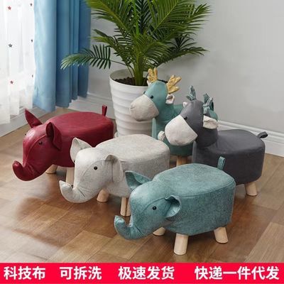 大象凳子儿童动物凳实木换鞋凳创意小凳子家用客厅卡通可爱矮凳