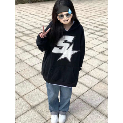 国潮牌美式复古hiphop卫衣女秋冬加绒ins宽松设计感小众连帽外套