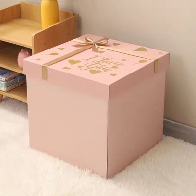 粉色超大空盒子diy涂鸦高级生日礼盒盒装送女友定仪式感