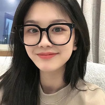 黑框素颜眼镜大框可配近视女防蓝光抗辐射学生大脸显瘦方形眼睛框优惠商品图片