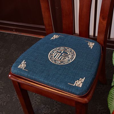 中式刺绣椅子坐垫马蹄形椅子垫家用防滑红木餐椅坐垫可拆洗座椅垫