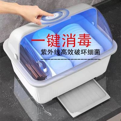 厨房消毒碗盘碗碟收纳架带盖塑料小型家用餐具碗筷收纳盒沥水碗架